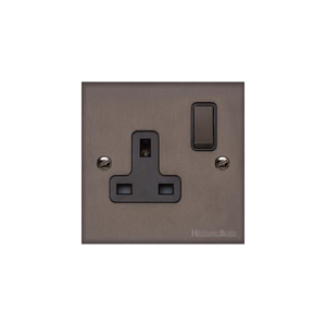 Stylist Bronze Raised Plate Range Switches & Sockets, RL9 - Single Socket (13 Amp) by Heritage Brass By M-Marcus