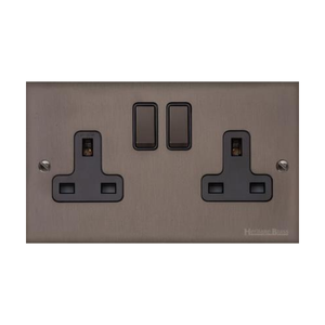 Stylist Bronze Raised Plate Range Switches & Sockets, RL9 - Double Socket (13 Amp) by Heritage Brass By M-Marcus