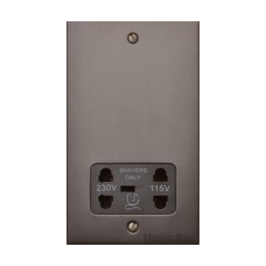 Stylist Bronze Raised Plate Range Switches & Sockets, RL9 - Shaver Socket Output Voltage 110/240V by Heritage Brass By M-Marcus