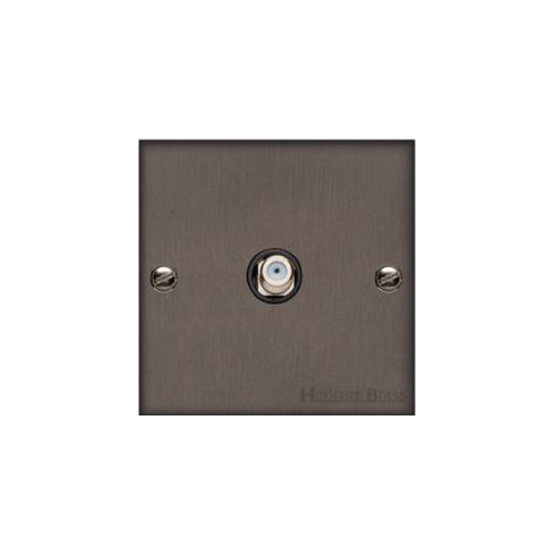 Stylist Bronze Raised Plate Range Switches & Sockets, RL9 - 1 Gang Satellite Socket by Heritage Brass By M-Marcus