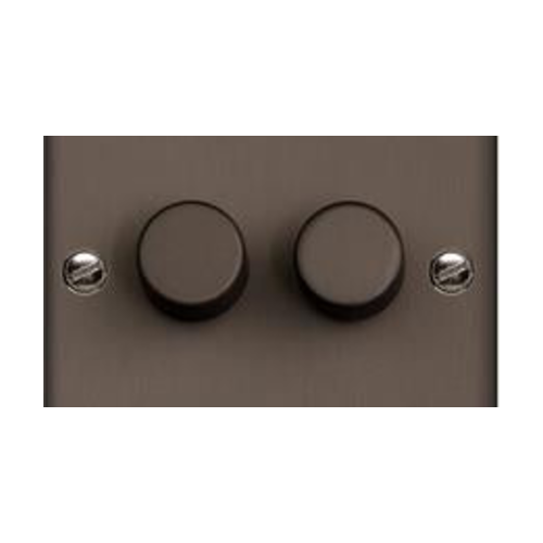 Stylist Bronze Raised Plate Range Switches & Sockets, RL9 - 2 Gang Dimmer 400 watts (Compatible with halogen/ incandescent bulbs) by Heritage Brass By M-Marcus