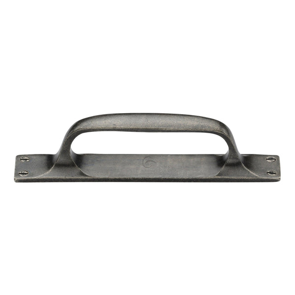 M Marcus - Heritage Brass, Rustic Pewter Cabinet Pull Handle on Plate, Cabinet Hardware, Cabinet Pull Handles