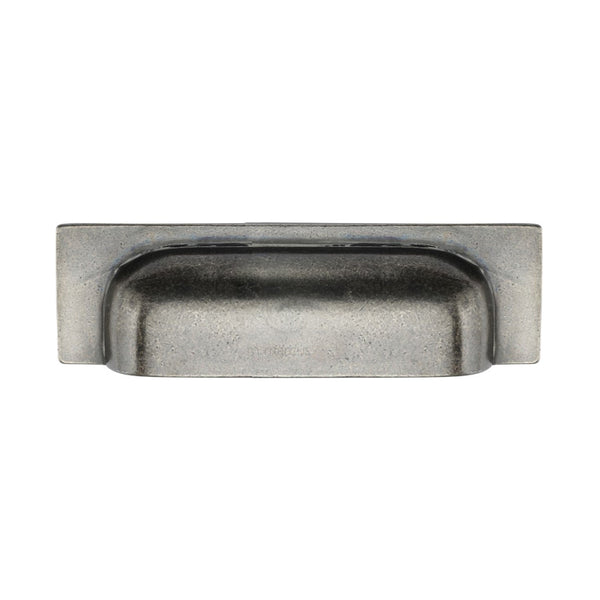 M Marcus - Heritage Brass, Rustic Pewter Military Cabinet Pull Handle, Cabinet Hardware, Drawer Cup Pulls