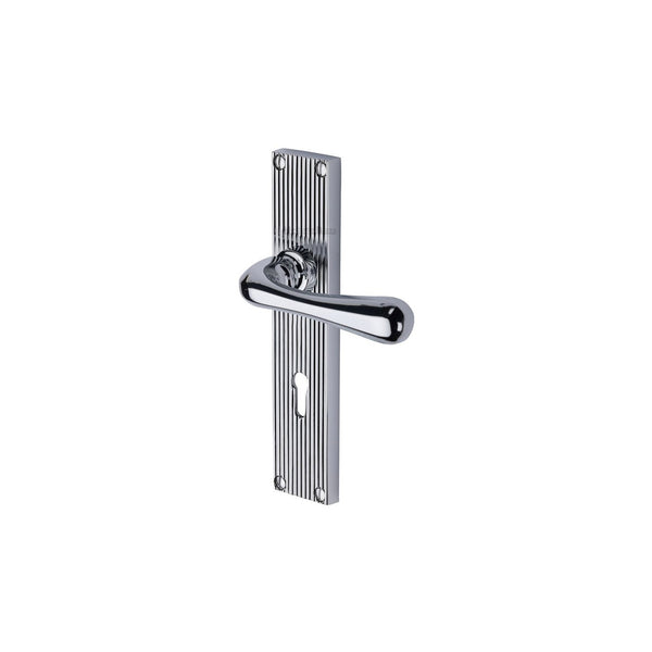 Charlbury Reeded Door Handle on Plate by M Marcus - Heritage Brass
