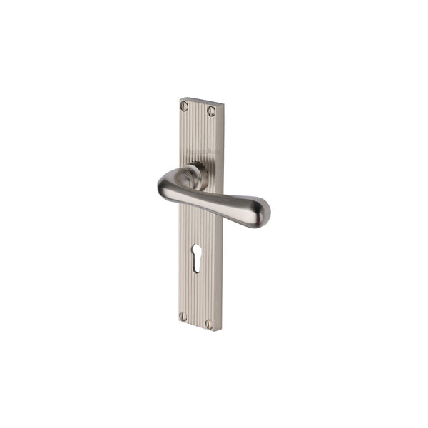Charlbury Reeded Door Handle on Plate by M Marcus - Heritage Brass