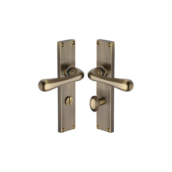 Charlbury Reeded Door Handle on Plate by M Marcus - Heritage Brass