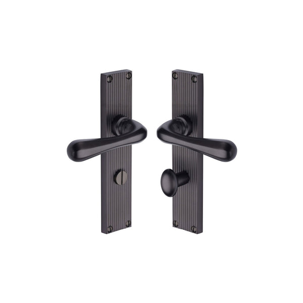 Charlbury Reeded Door Handle on Plate by M Marcus - Heritage Brass