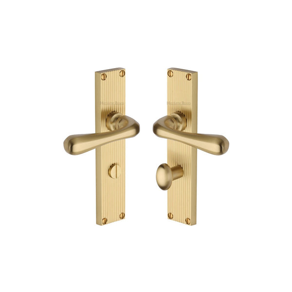 Charlbury Reeded Door Handle on Plate by M Marcus - Heritage Brass