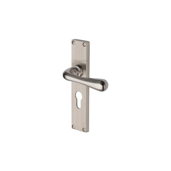 Charlbury Reeded Door Handle on Plate by M Marcus - Heritage Brass