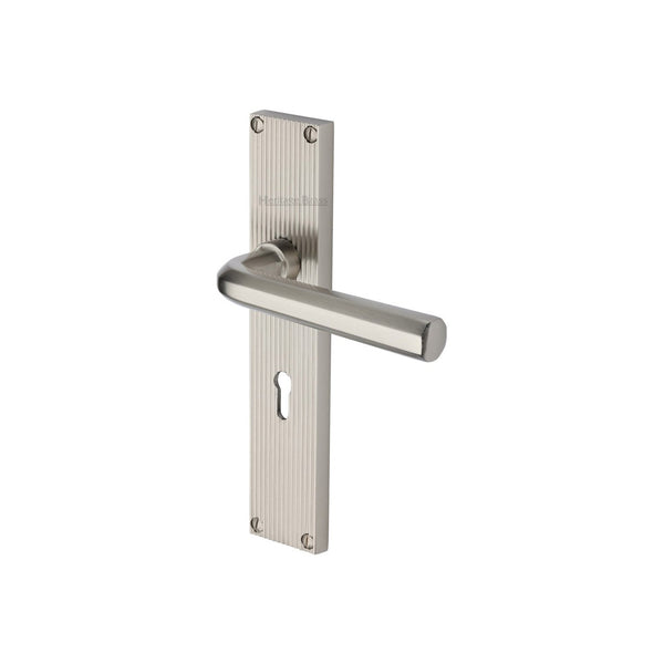 Octave Reeded Door Handle on Plate by M Marcus - Heritage Brass