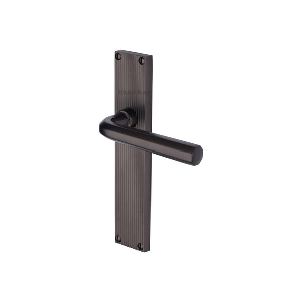 Octave Reeded Door Handle on Plate by M Marcus - Heritage Brass