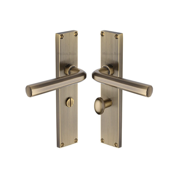 Octave Reeded Door Handle on Plate by M Marcus - Heritage Brass