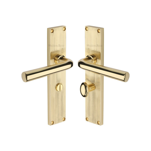 Octave Reeded Door Handle on Plate by M Marcus - Heritage Brass