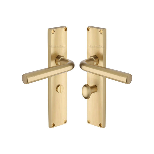 Octave Reeded Door Handle on Plate by M Marcus - Heritage Brass