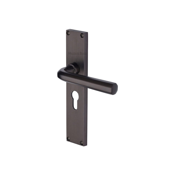 Octave Reeded Door Handle on Plate by M Marcus - Heritage Brass