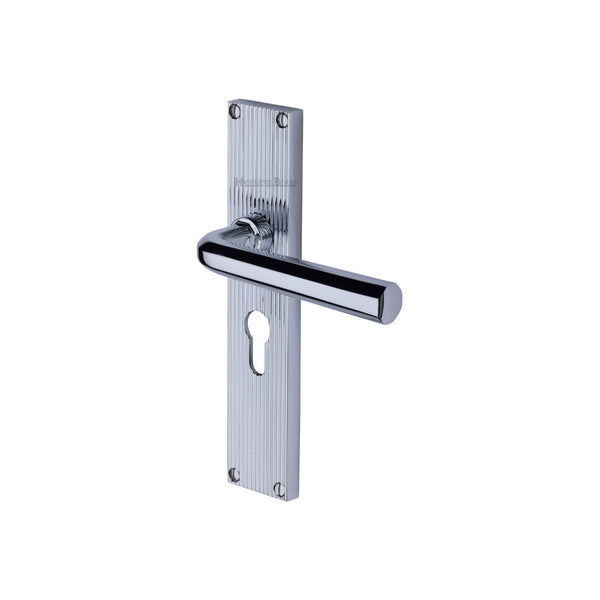 Octave Reeded Door Handle on Plate by M Marcus - Heritage Brass