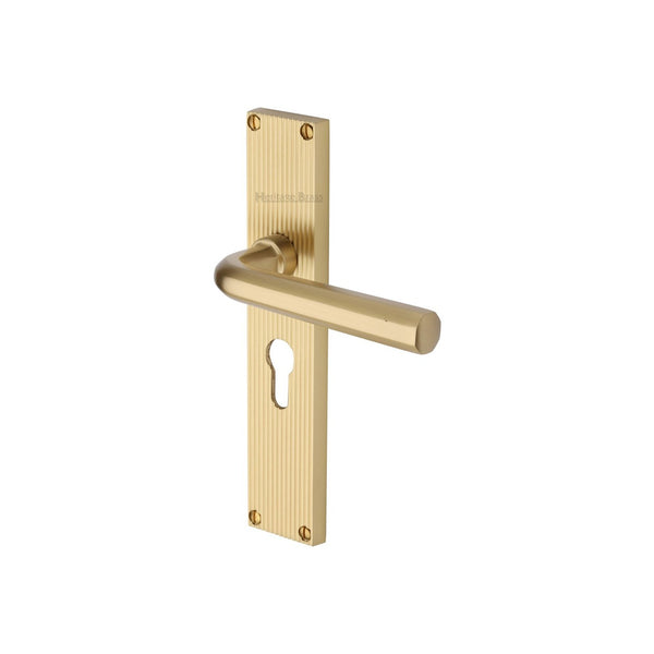 Octave Reeded Door Handle on Plate by M Marcus - Heritage Brass