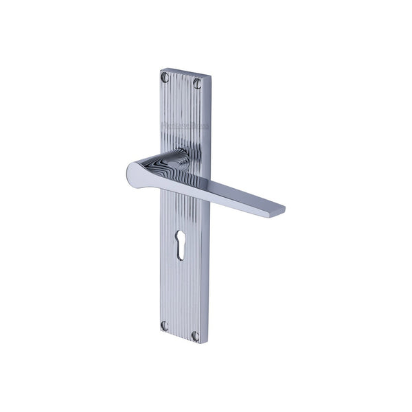 Gio Reeded Door Handle on Plate by M Marcus - Heritage Brass