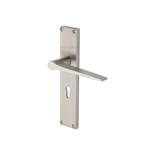Gio Reeded Door Handle on Plate by M Marcus - Heritage Brass