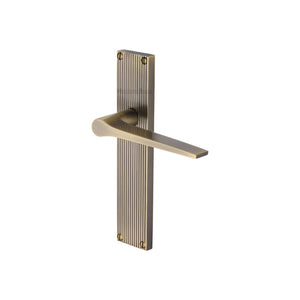 Gio Reeded Door Handle on Plate by M Marcus - Heritage Brass