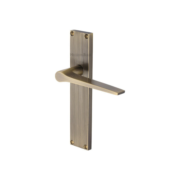Gio Reeded Door Handle on Plate by M Marcus - Heritage Brass