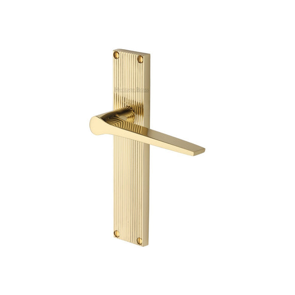 Gio Reeded Door Handle on Plate by M Marcus - Heritage Brass