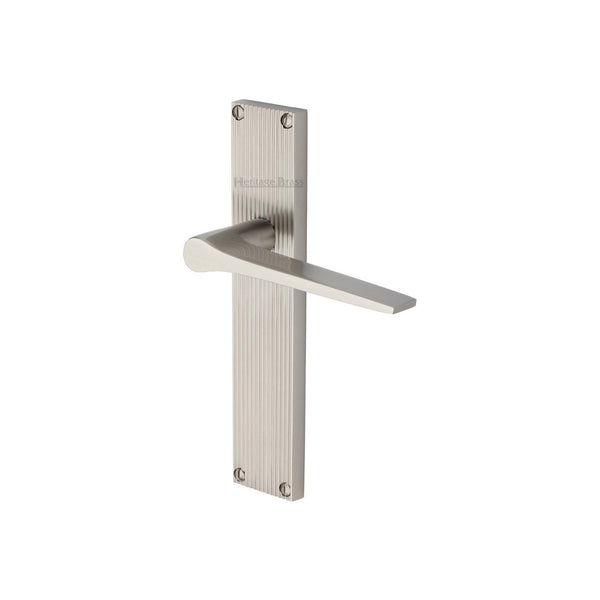 Gio Reeded Door Handle on Plate by M Marcus - Heritage Brass