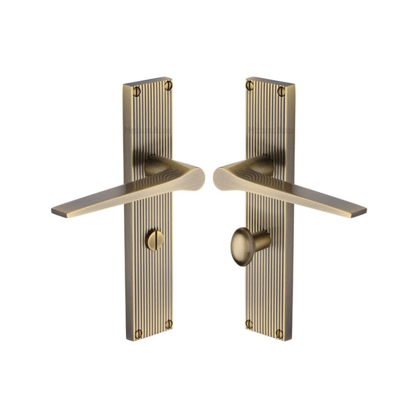 Gio Reeded Door Handle on Plate by M Marcus - Heritage Brass