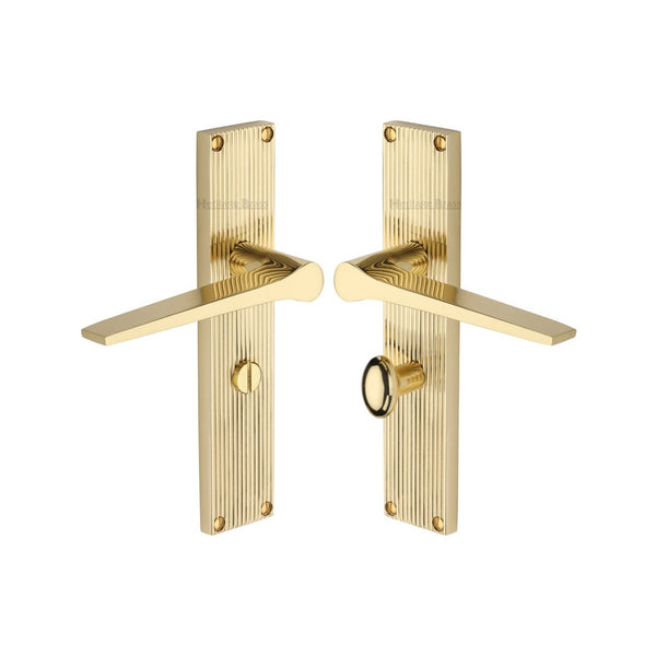 Gio Reeded Door Handle on Plate by M Marcus - Heritage Brass