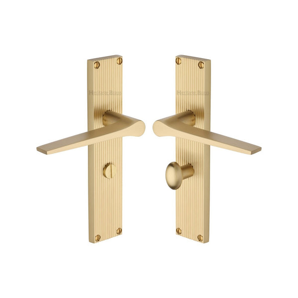 Gio Reeded Door Handle on Plate by M Marcus - Heritage Brass