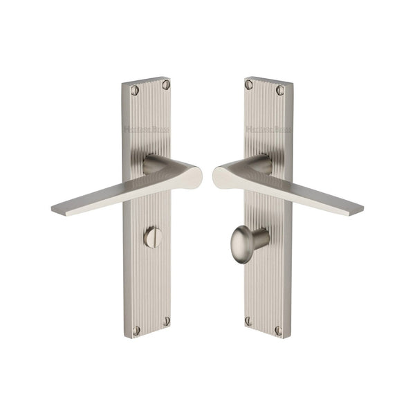Gio Reeded Door Handle on Plate by M Marcus - Heritage Brass