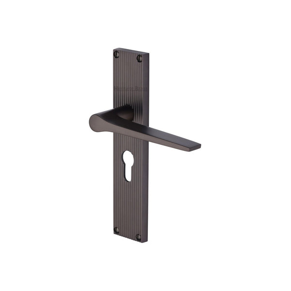 Gio Reeded Door Handle on Plate by M Marcus - Heritage Brass