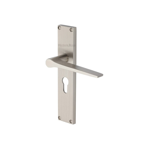 Gio Reeded Door Handle on Plate by M Marcus - Heritage Brass