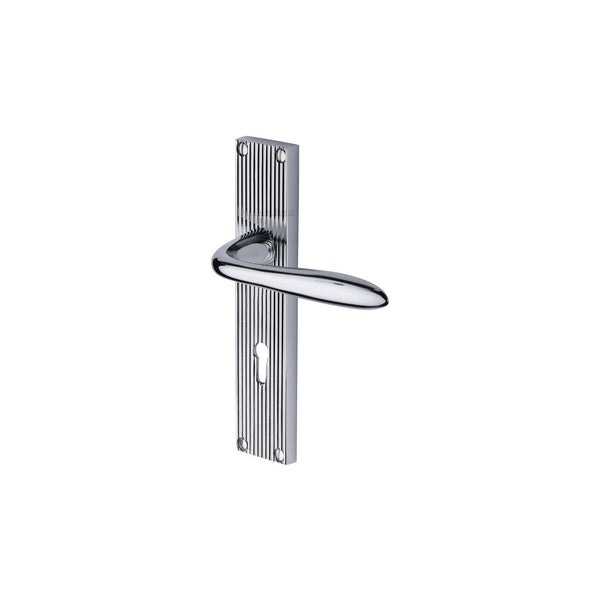 Sutton Reeded Door Handle on Plate by M Marcus - Heritage Brass