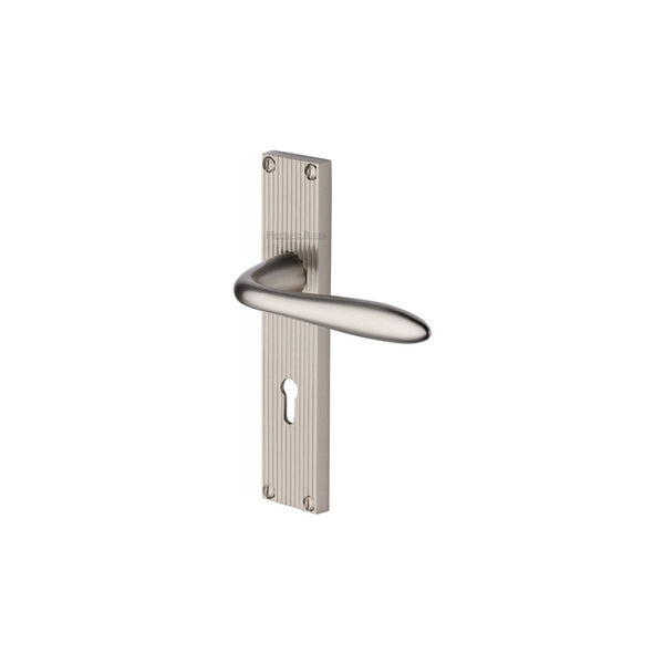 Sutton Reeded Door Handle on Plate by M Marcus - Heritage Brass