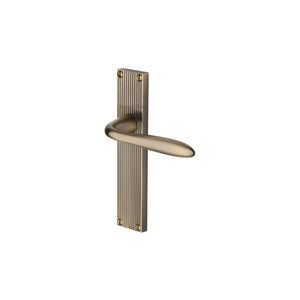 Sutton Reeded Door Handle on Plate by M Marcus - Heritage Brass