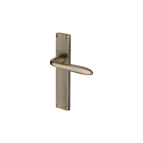 Sutton Reeded Door Handle on Plate by M Marcus - Heritage Brass