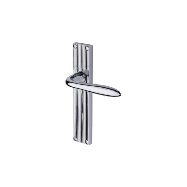 Sutton Reeded Door Handle on Plate by M Marcus - Heritage Brass