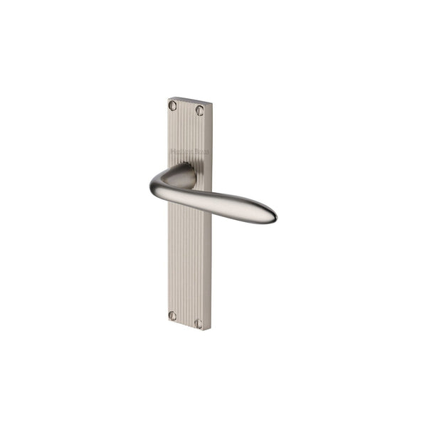 Sutton Reeded Door Handle on Plate by M Marcus - Heritage Brass