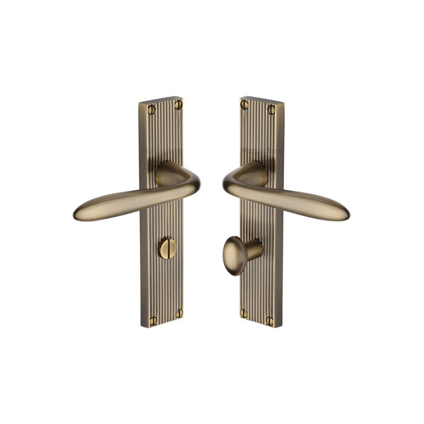 Sutton Reeded Door Handle on Plate by M Marcus - Heritage Brass
