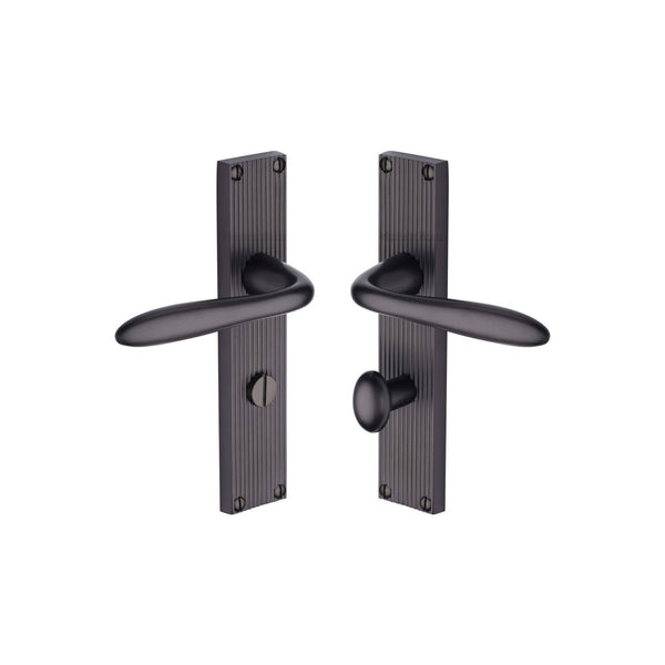 Sutton Reeded Door Handle on Plate by M Marcus - Heritage Brass