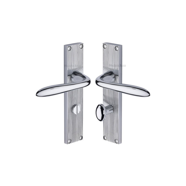 Sutton Reeded Door Handle on Plate by M Marcus - Heritage Brass