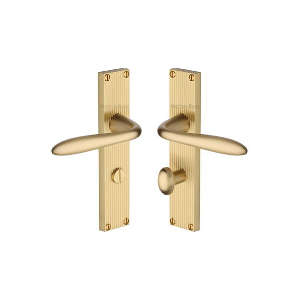 Sutton Reeded Door Handle on Plate by M Marcus - Heritage Brass