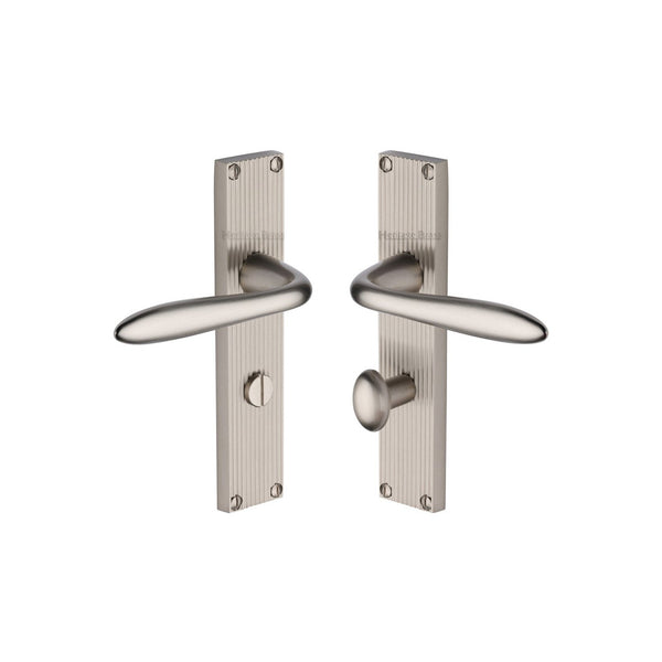 Sutton Reeded Door Handle on Plate by M Marcus - Heritage Brass