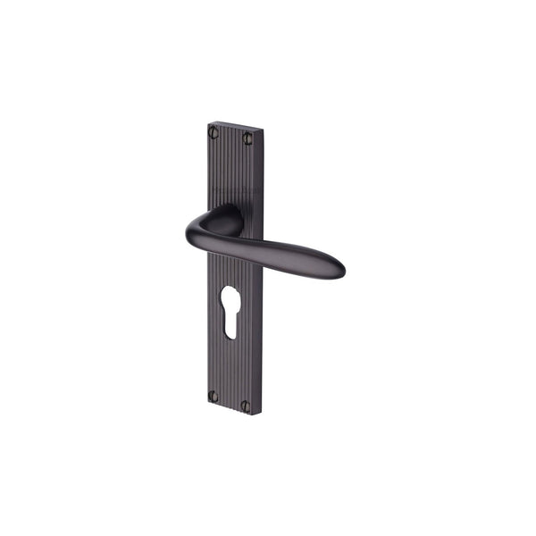 Sutton Reeded Door Handle on Plate by M Marcus - Heritage Brass