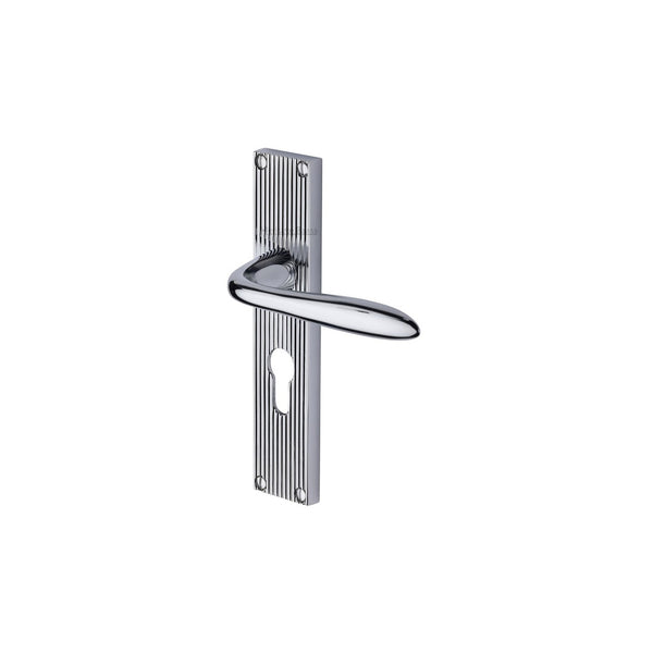 Sutton Reeded Door Handle on Plate by M Marcus - Heritage Brass