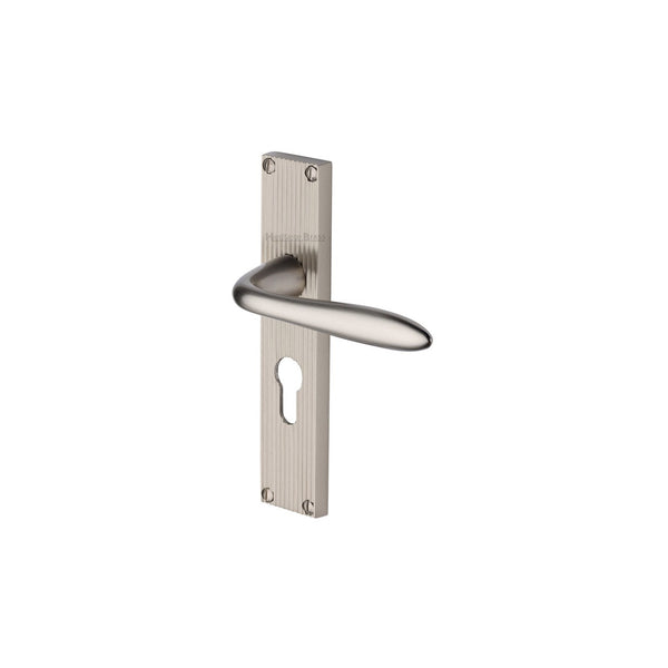 Sutton Reeded Door Handle on Plate by M Marcus - Heritage Brass