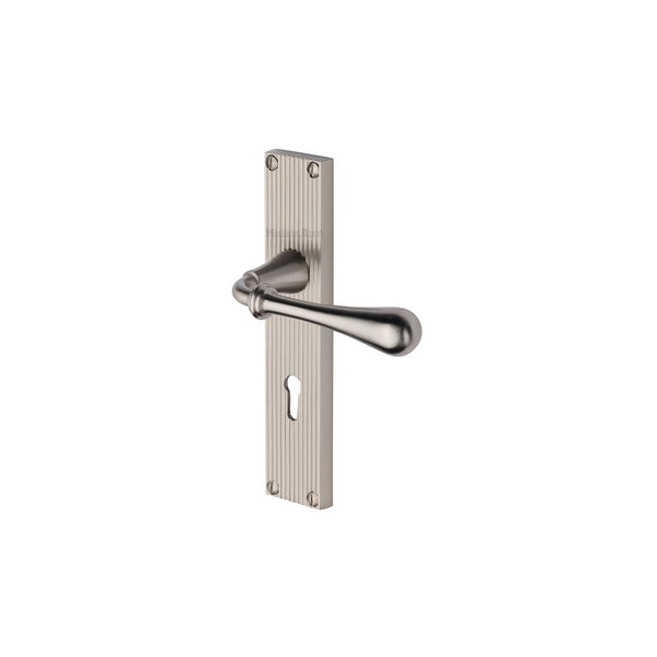 Roma Reeded Door Handle on Plate by M Marcus - Heritage Brass