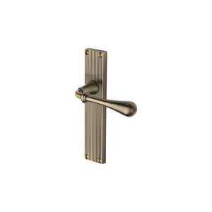 Roma Reeded Door Handle on Plate by M Marcus - Heritage Brass