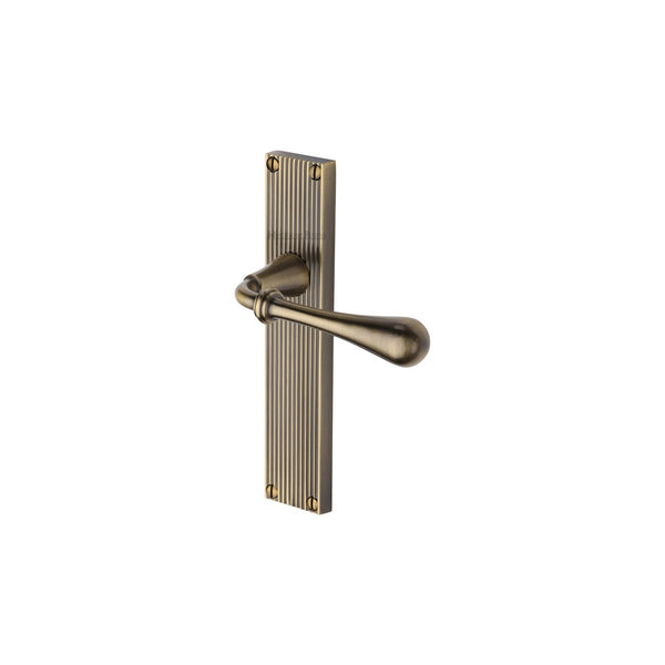 Roma Reeded Door Handle on Plate by M Marcus - Heritage Brass